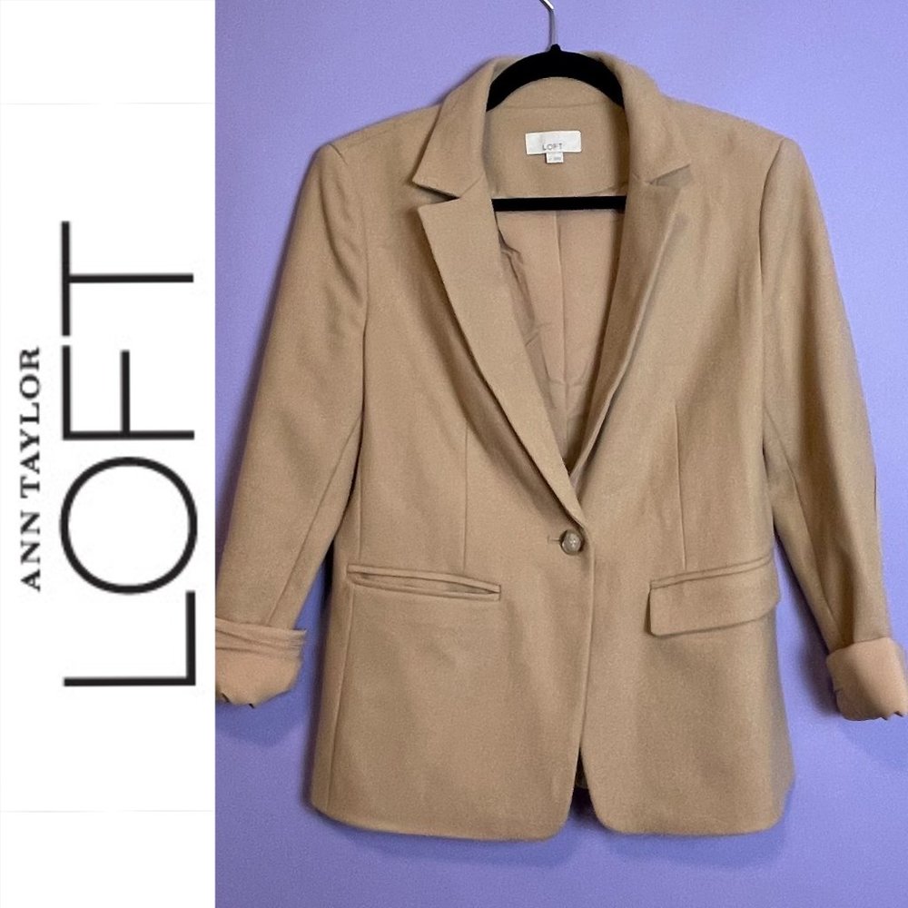 Loft Elbow Patch Tan Blazer Size 4